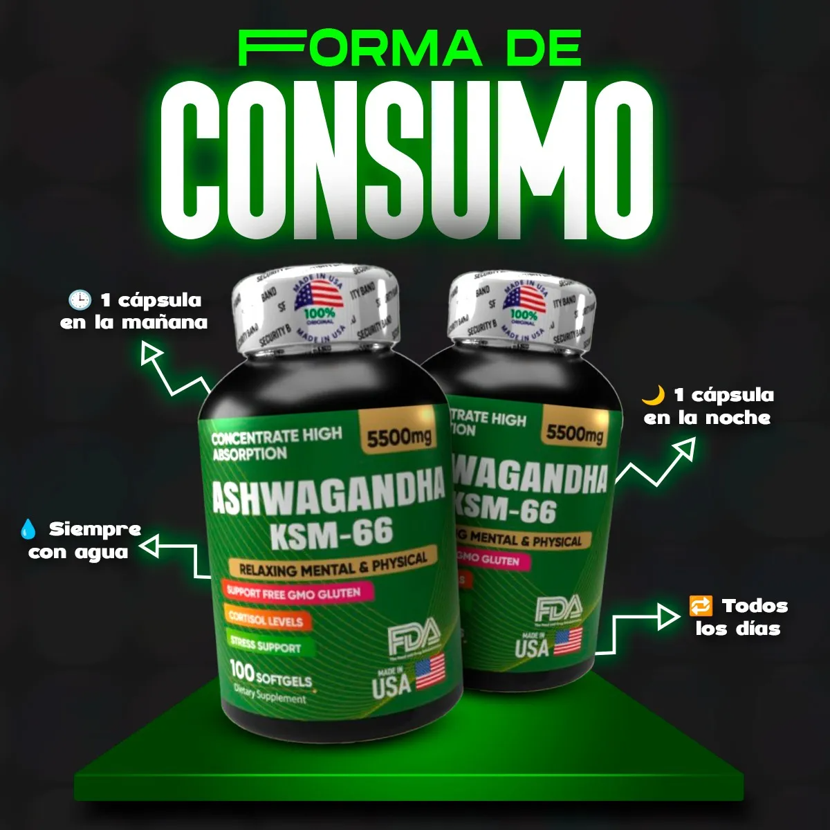 Ashwagandha KSM66 x 100 softgels - "Ashwagandha KSM66 – Energía, Equilibrio y Bienestar en Cada Softgel"
