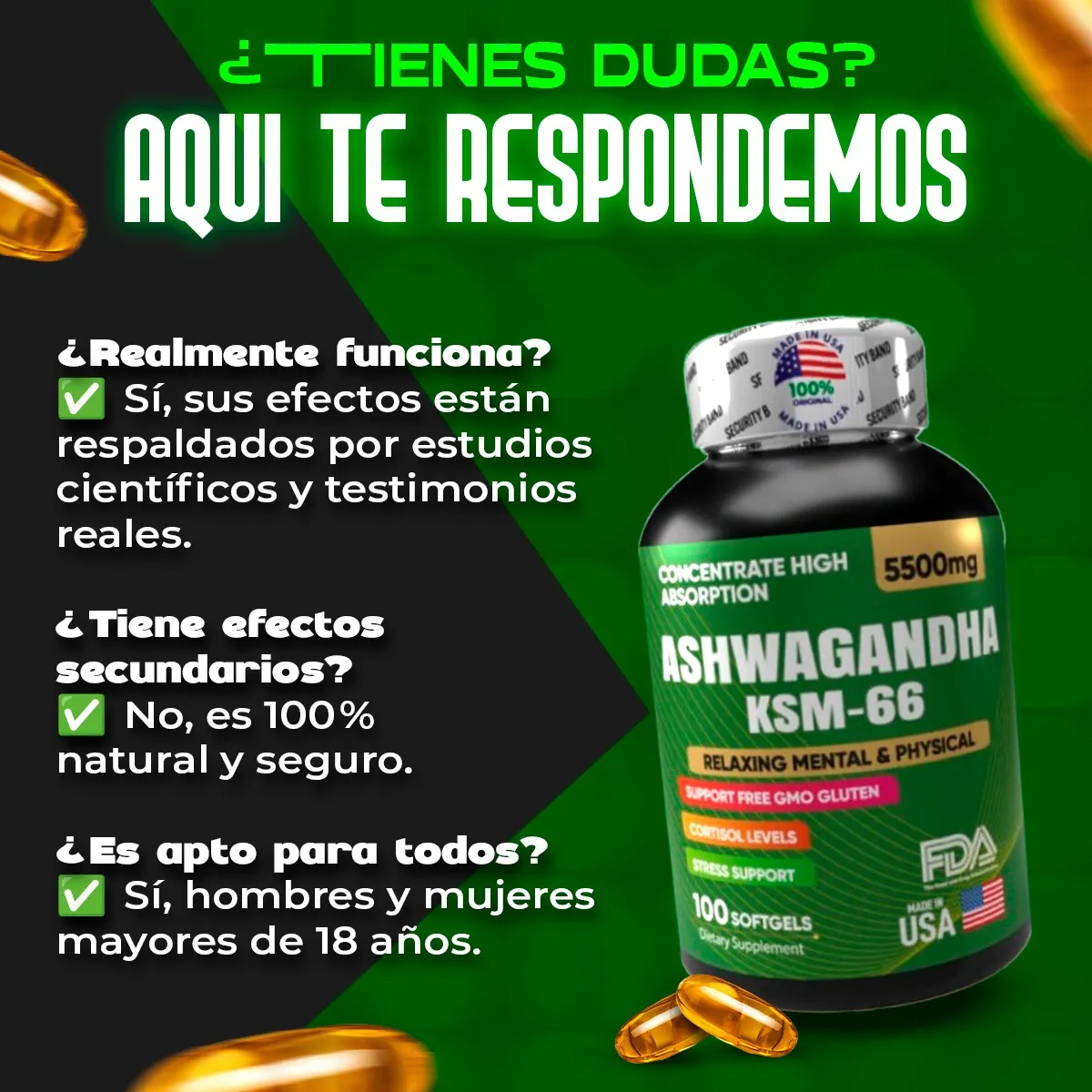 Ashwagandha KSM66 x 100 softgels - "Ashwagandha KSM66 – Energía, Equilibrio y Bienestar en Cada Softgel"