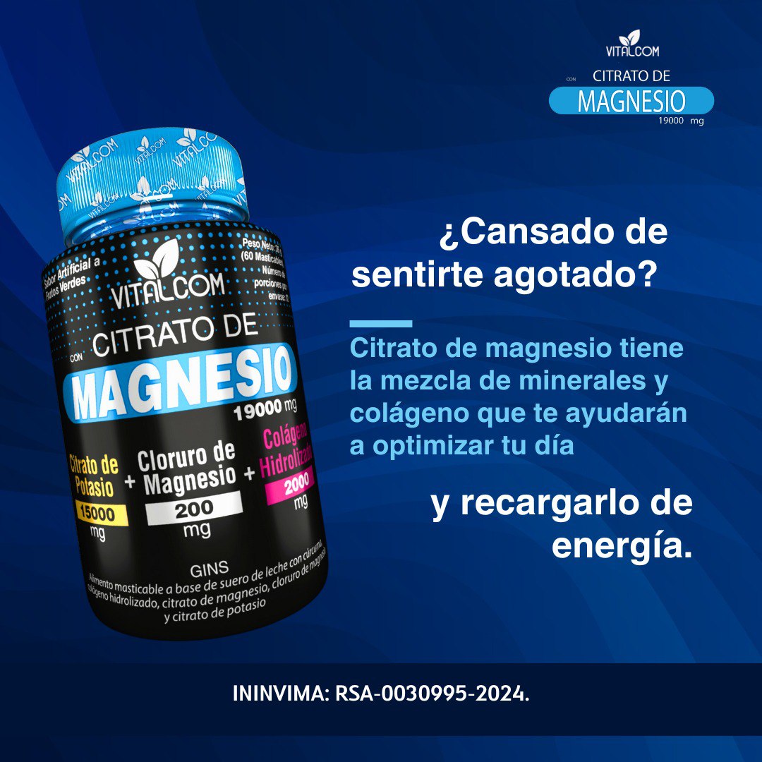 CITRAT0 DE MAGNESIO  VITALCOM  - ✨ Recupera tu Energía y Bienestar con Citrato de Magnesio Vitalom ✨