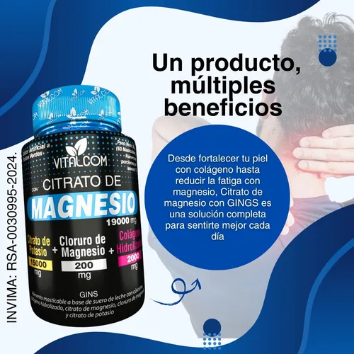 CITRAT0 DE MAGNESIO  VITALCOM  - ✨ Recupera tu Energía y Bienestar con Citrato de Magnesio Vitalom ✨